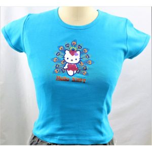 HELLO KITTY T-SHIRT PEACOCK DESIGN ADULT MEDIUM SIZE